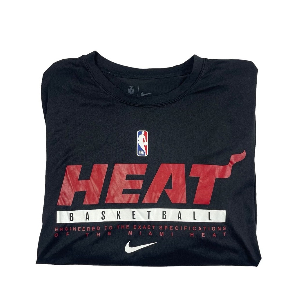 Nike Miami Heat NBA Dri-FIT Long Sleeve Performance T Shirt Black Mens L